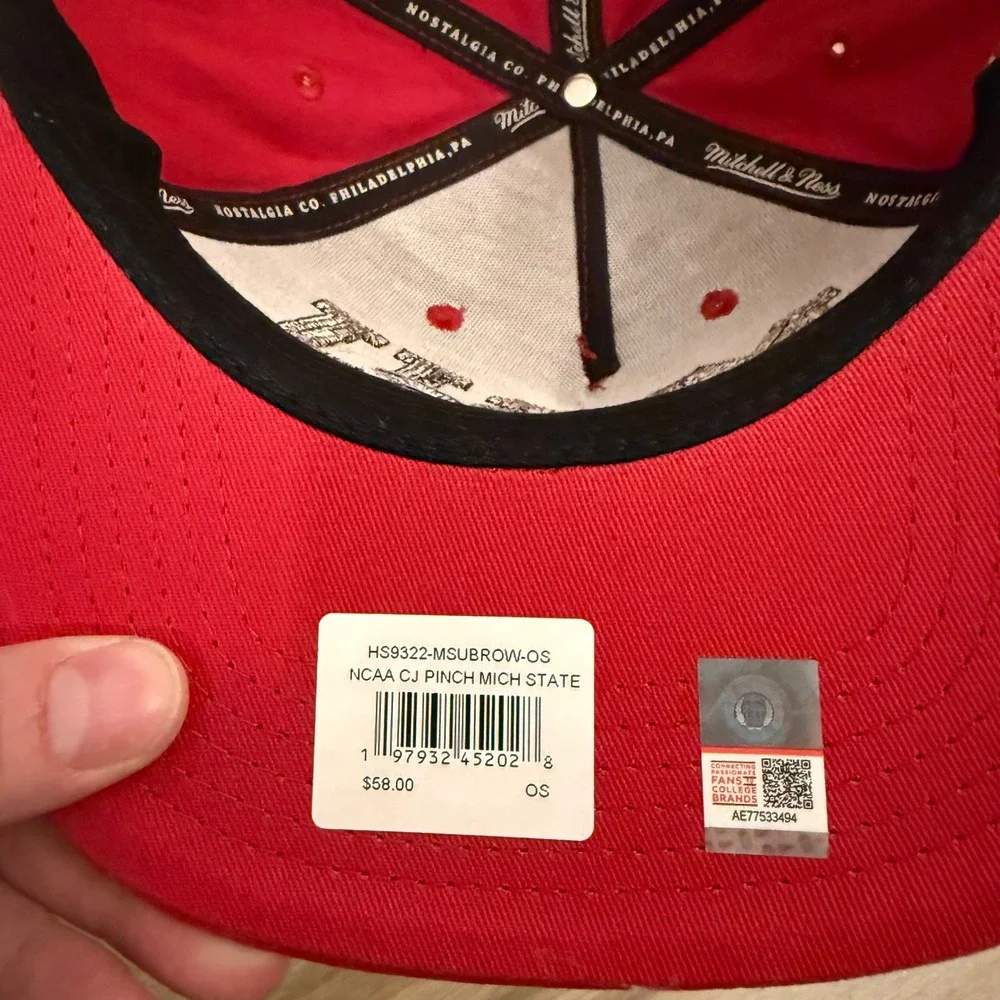 Mitchell & Ness Travis Scott Cactus Jack MSU Michigan State Snapback Hat Red‎ OS